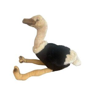 Save Our Space SOS Ostrich Bird Realistic Beige Gray Stuffed Animal Plush 14"